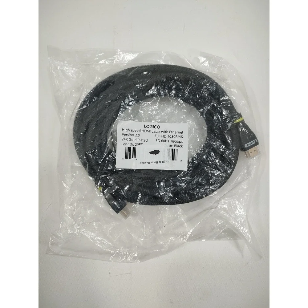 Logicol High Speed HDMI Cable with Ethernet 4K 60Hz (20ft)‎ 1080/4k